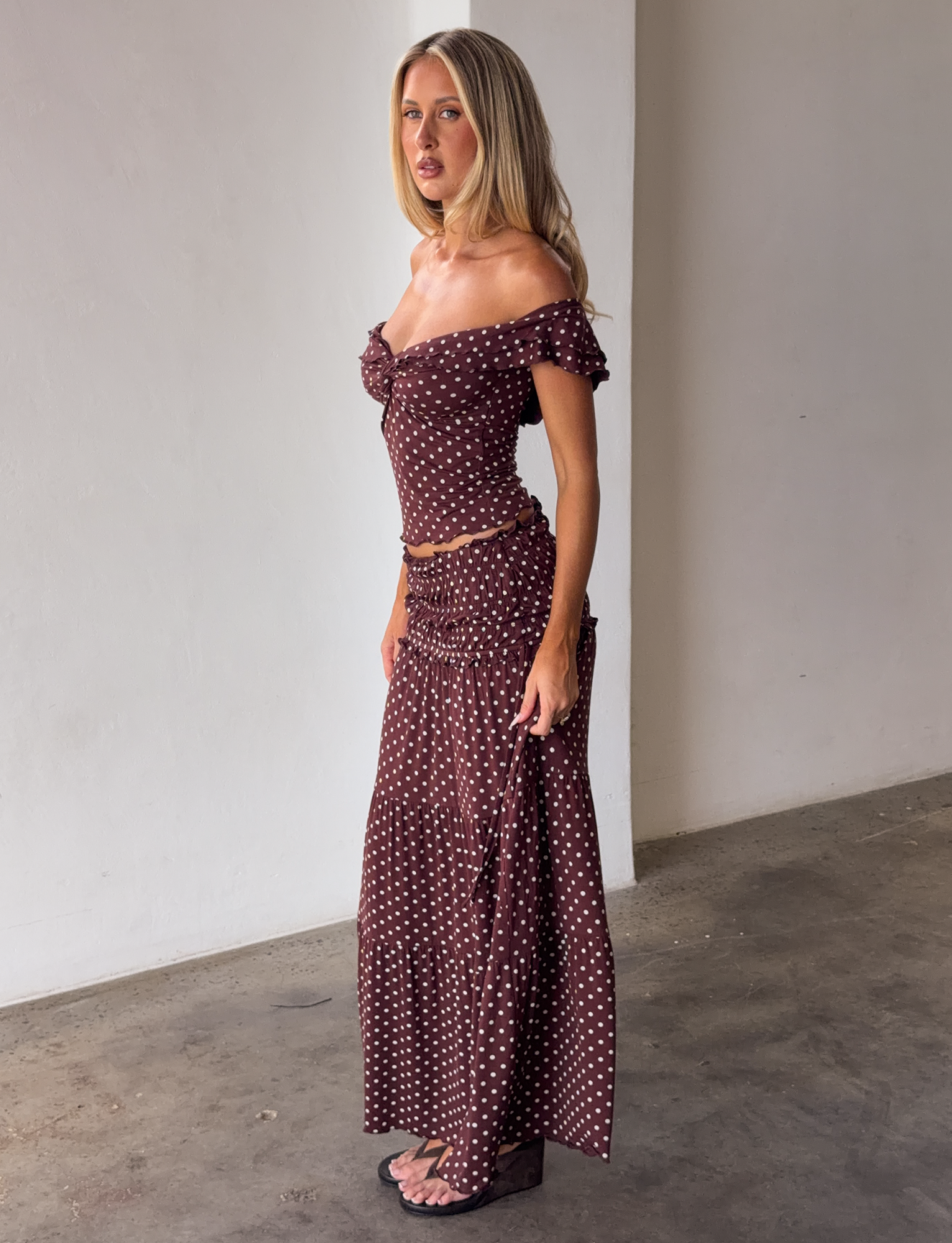 DENALI MAXI SKIRT - BROWN DOT