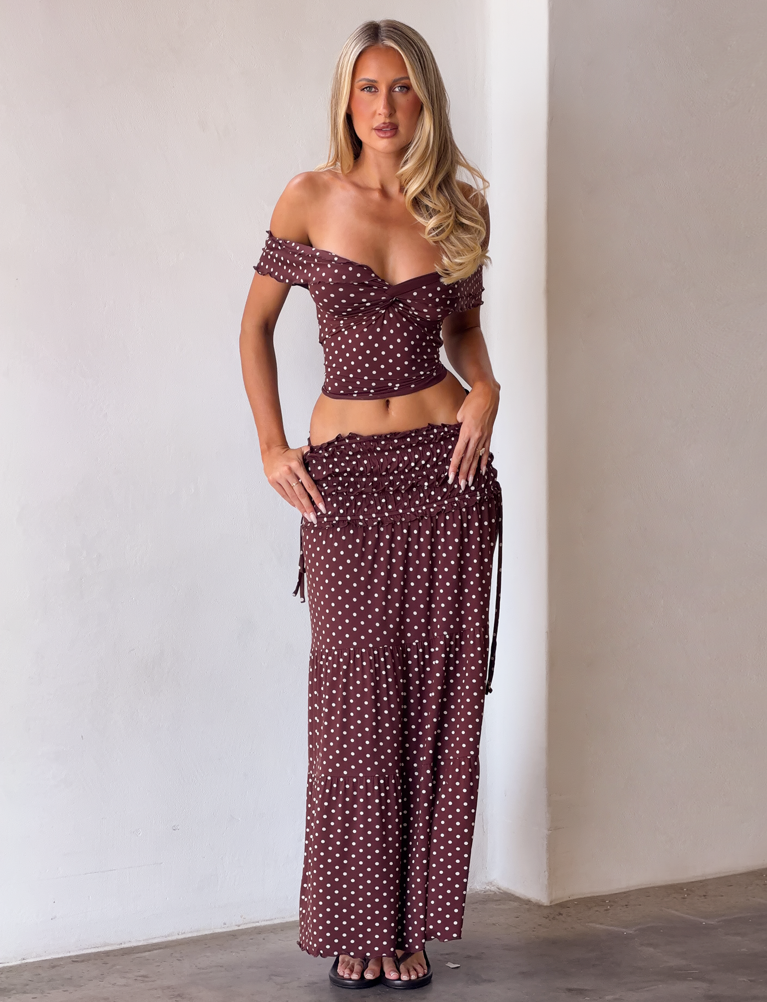 DENALI TOP - BROWN  DOT