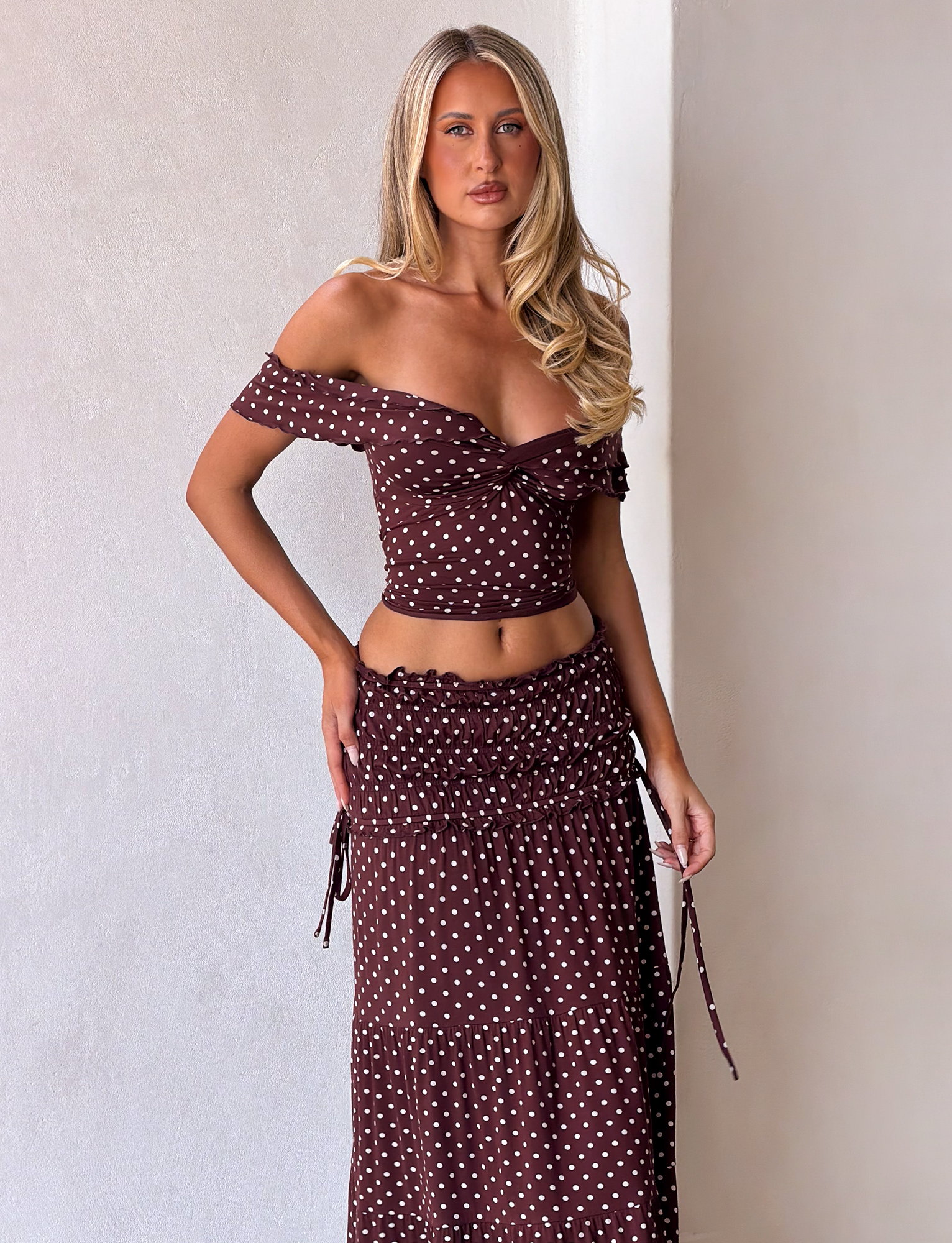 DENALI MAXI SKIRT - BROWN DOT
