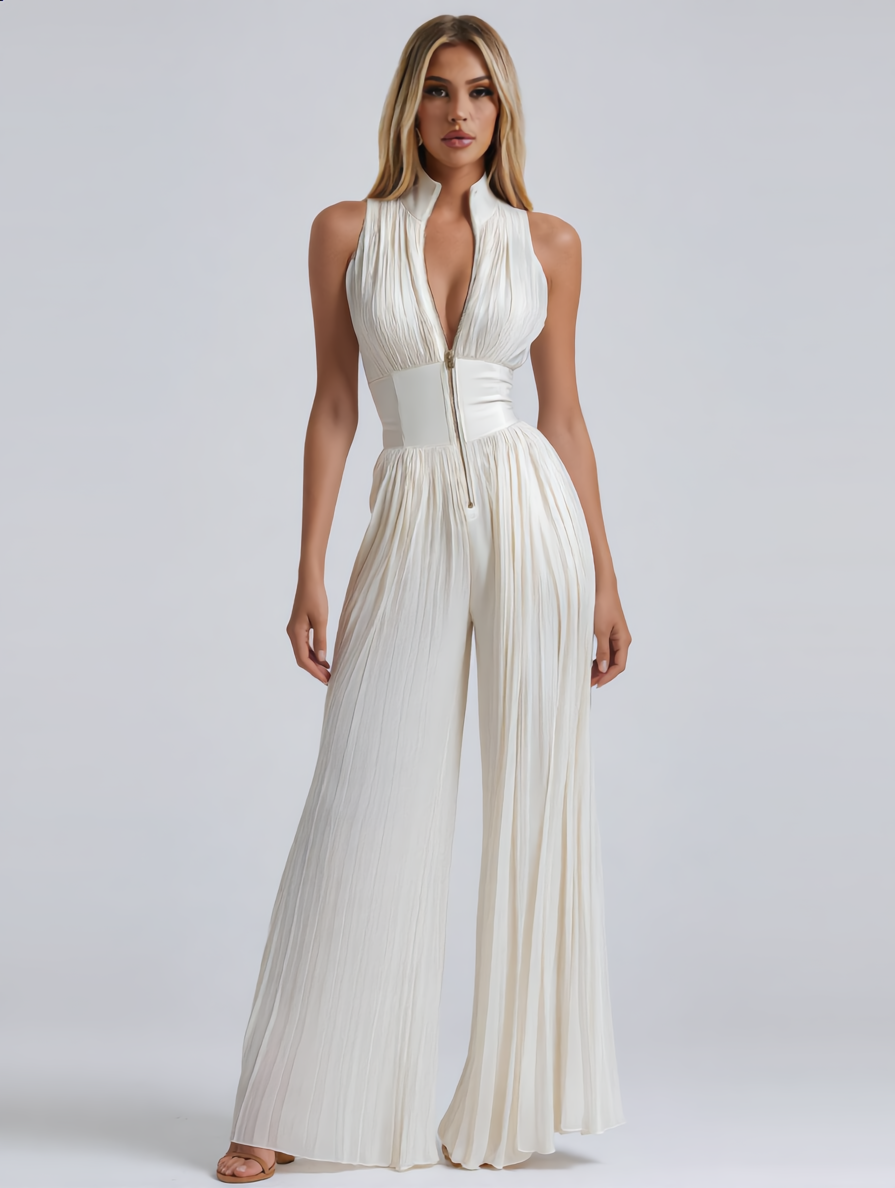 Amelia | V-Neck Chiffon Jumpsuit